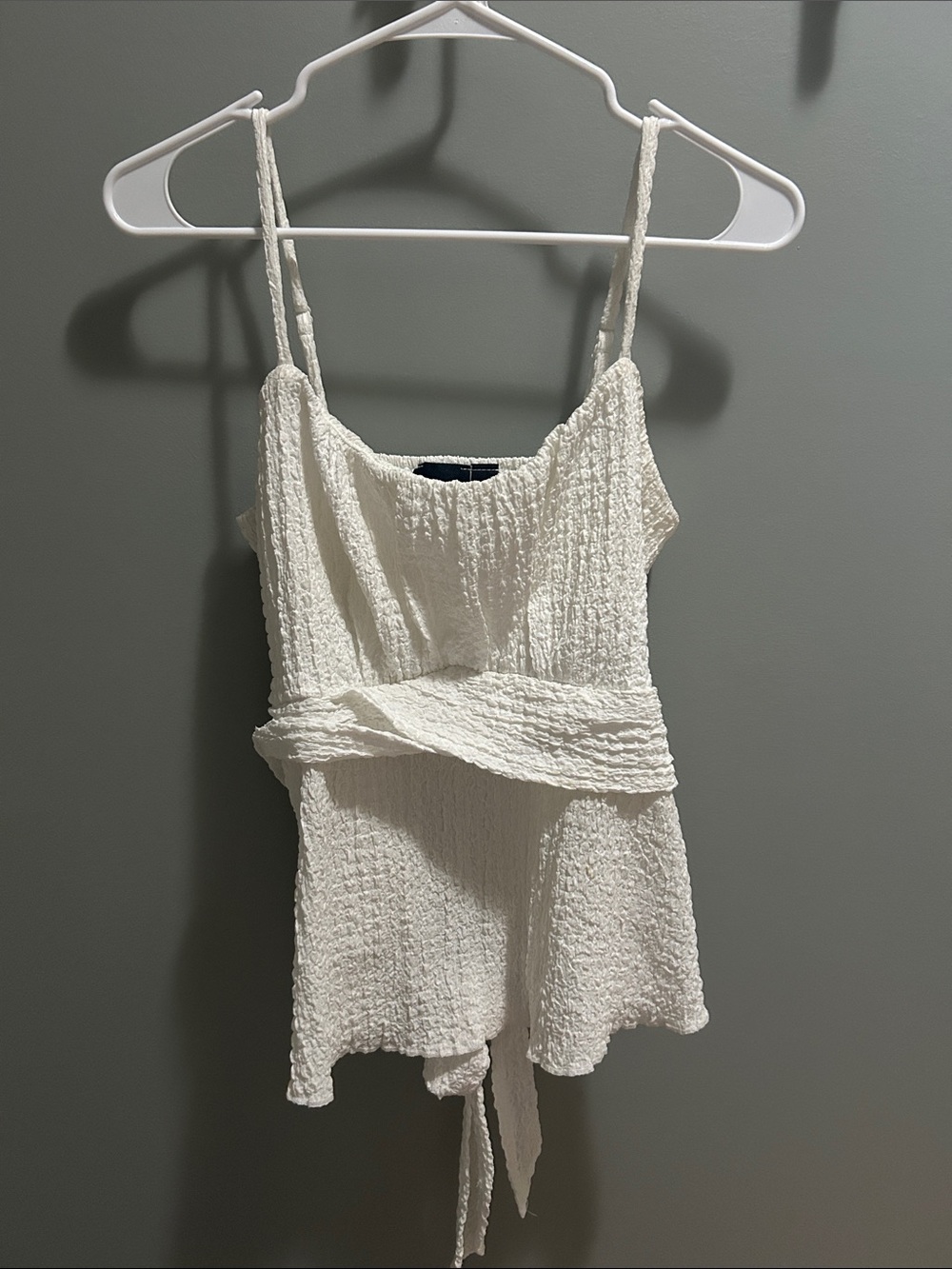 Daytrip White Textured Tie-Waist Cami Romper